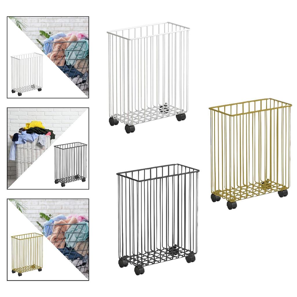 Dirty Laundry Hamper Large Capacity Rolling Slim Laundry Basket for Badminton Racket Yoga Strap Resistance Bands Foam Roller