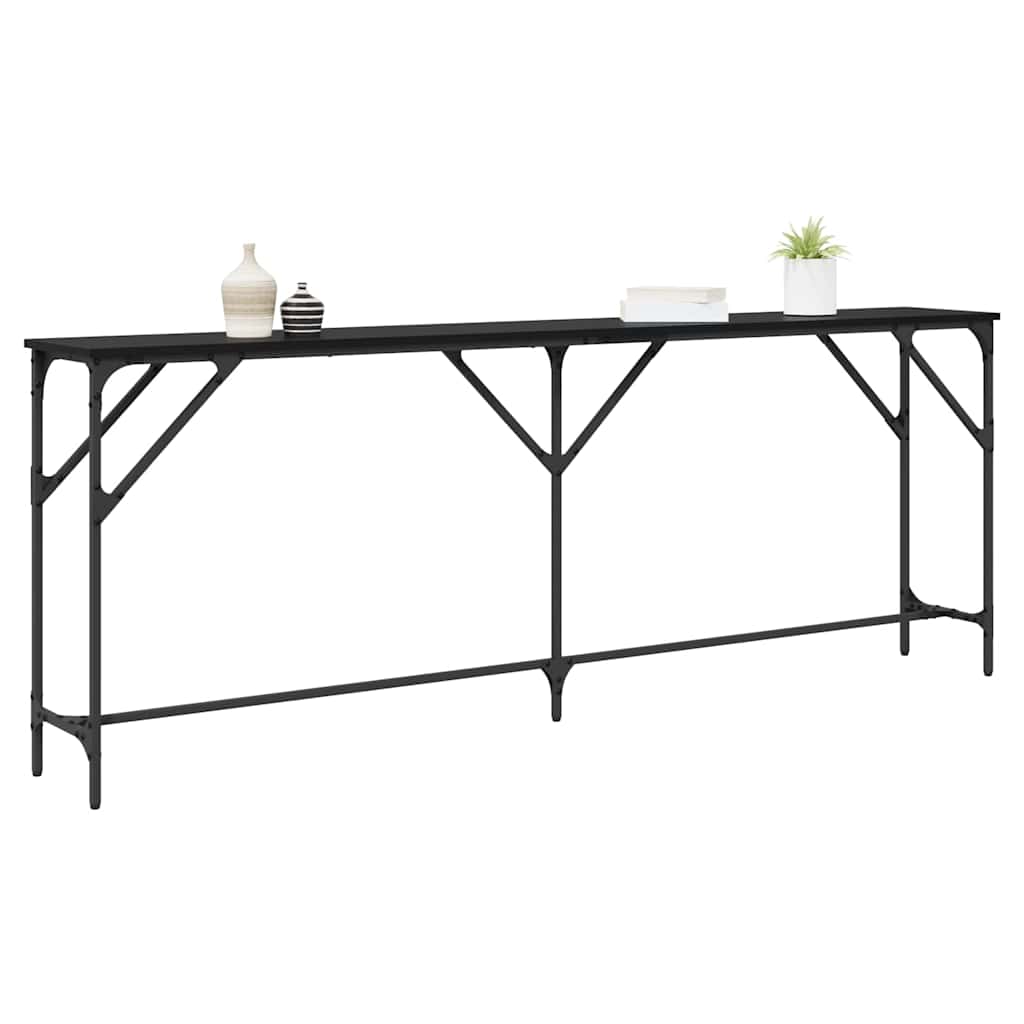 Console Table Black Oak Effect 200 X 29 X 75 Cm
