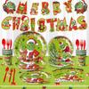 Christmas Grinch Party Decorative Tableware Flag Tablecloth Set Supplies Arrangement Paper Plate Tableware Disposable