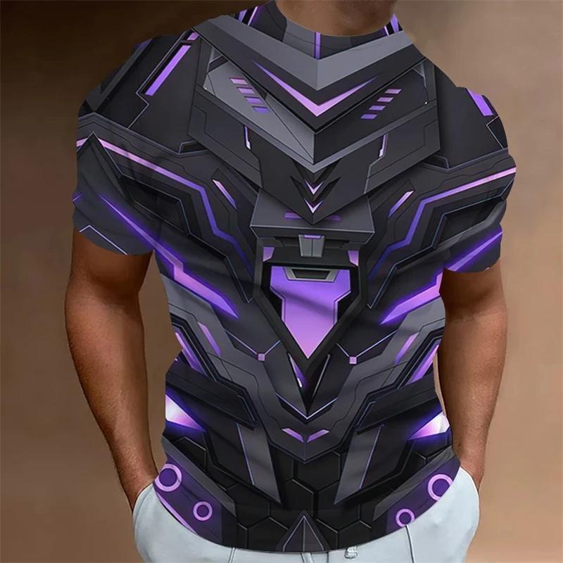 Camiseta Masculina de Verão com Estampa 3D Gola Redonda Moda Versátil Respirável Tendência Casual