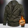 Chaquetas Militares de Invierno Gruesas de Forro Polar para Hombre Otoño Casual Sólido Chaqueta de Piloto Nueva Cuello Mao Masculina Bordado Retro Abrigos Outdoor