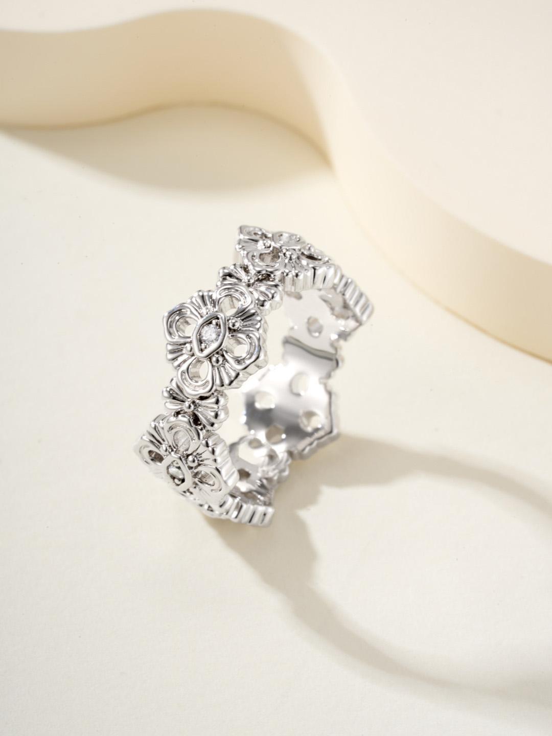 

Кільце з діамантами серії Lace для щоденного носіння Вишукана майстерність для чоловіків і жінок Безкоштовна доставка Подарунок на день народження US5 срібний