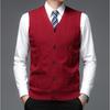 Men S Sleeveless Knit Cardigan Vest Solid Color Casual Style