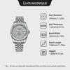 Herren Automatische Mechanische Uhr Weiß Perlmutt Zifferblatt Diamant Römische Ziffern Kalender Datum Edelstahl Armbanduhr