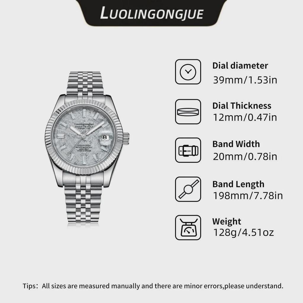 Herren Automatische Mechanische Uhr Weiß Perlmutt Zifferblatt Diamant Römische Ziffern Kalender Datum Edelstahl Armbanduhr