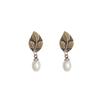 JMXD-Guochao Imitation Pearl Leaf Stud Earrings Retro Literary Cheongsam Fashion Versatile Leaf High-end Earrings Ear Jewelry Women