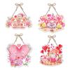 Valentines Pink Day Door Hanging Decor With Flowers Heart Design Party For