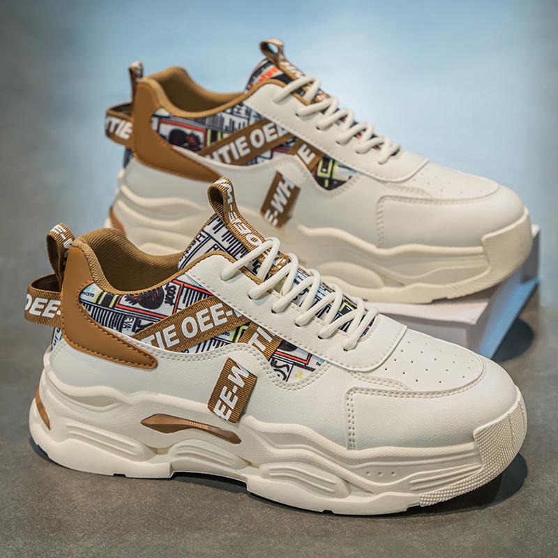 2025 Spring Men's Shoes New Breathable Little White Shoes Men's Trend Versatile Platform Sports Shoes Casual Dad Shoes Men