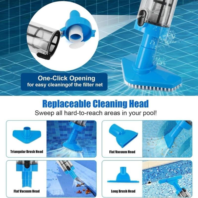 3 In 1 Pool Vacuum Rechargeable Multifunctional Electric Swimming Pool Vacuum Cleaner For Bathtubs Fish Pools US Plug 100-240v