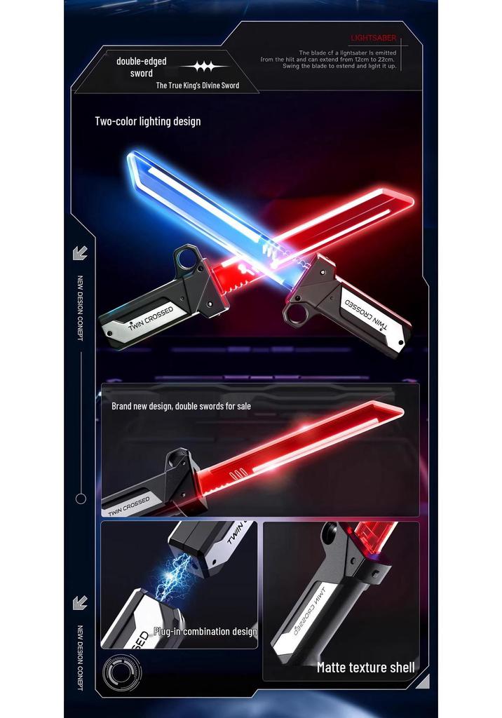 Double-Blade Rotating 2-in-1 Samurai Luminous Laser Sword - Retractable Toy for Creative Boys