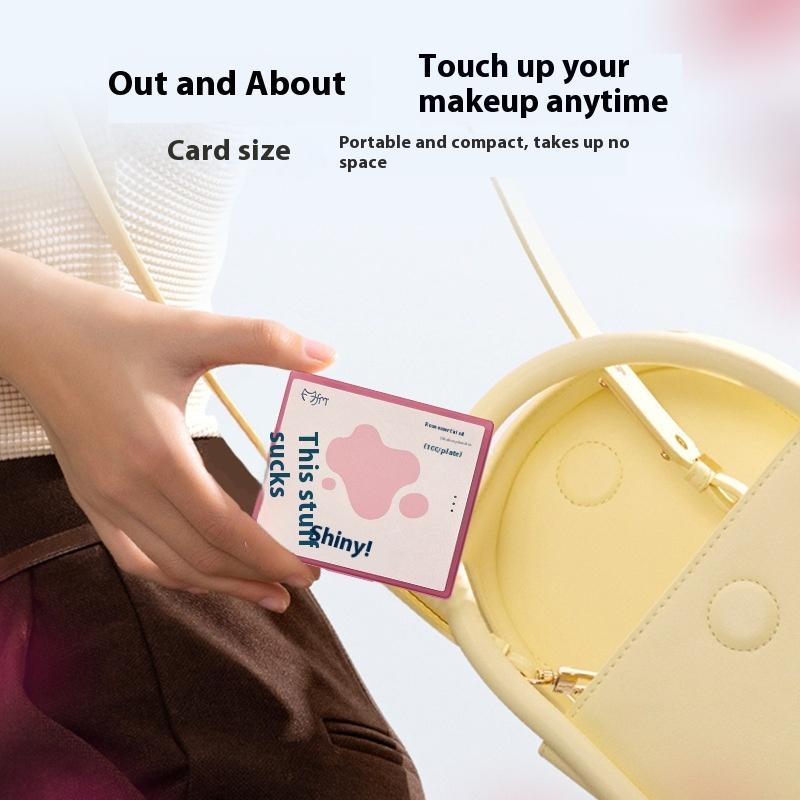 100 Sheets Oil-Absorbing Paper With Mirror Case &Puff Portable Oil-Holding Bamboo Charcoal Tea Paper For Oily Skin Makeup