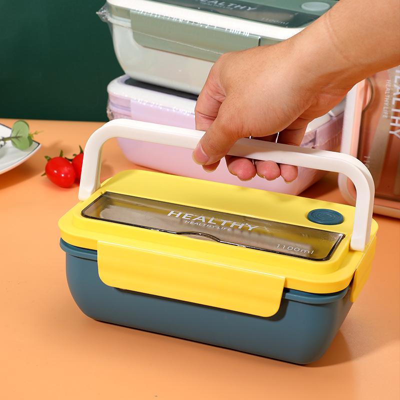 Large Capacity Multifunctional Lunch Box with Portable Cutlery and Sealed Compartments