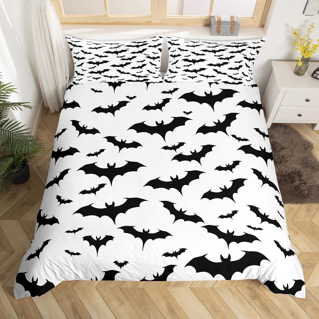 Bat Duvet Cover Set Gothic Style Wild Animal Comforter Cover for Kids Boys Girls Teens Bedroom Decor Full Queen King Bedding Set
