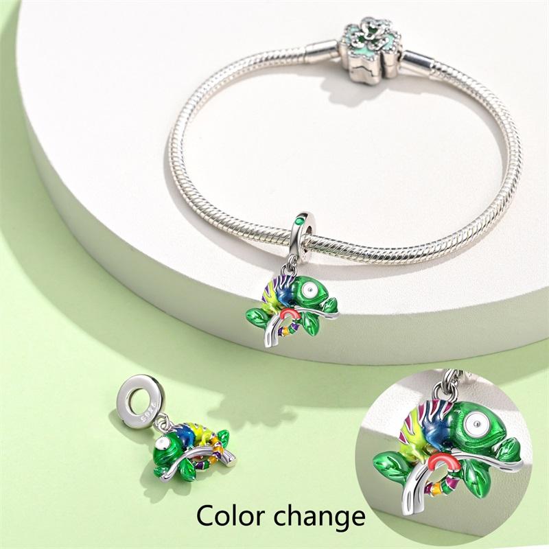 Copper Luminous Charm Green Firefly Chameleon Dragon Balls Suitable For Original Bracelet Diy Gifts Beautiful Jewelry