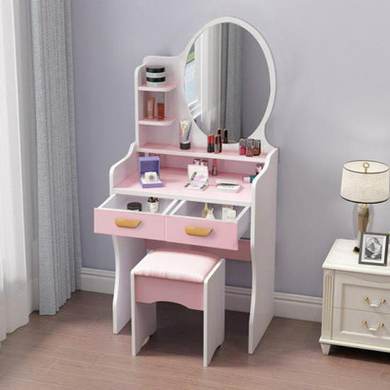 Compact Modern Makeup Dressing Table with Sliding Mirror and Integrated Storage