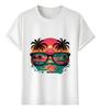 Tshirt Muscle Freaks Sunset Palms Estilo Retro Beach Vibes