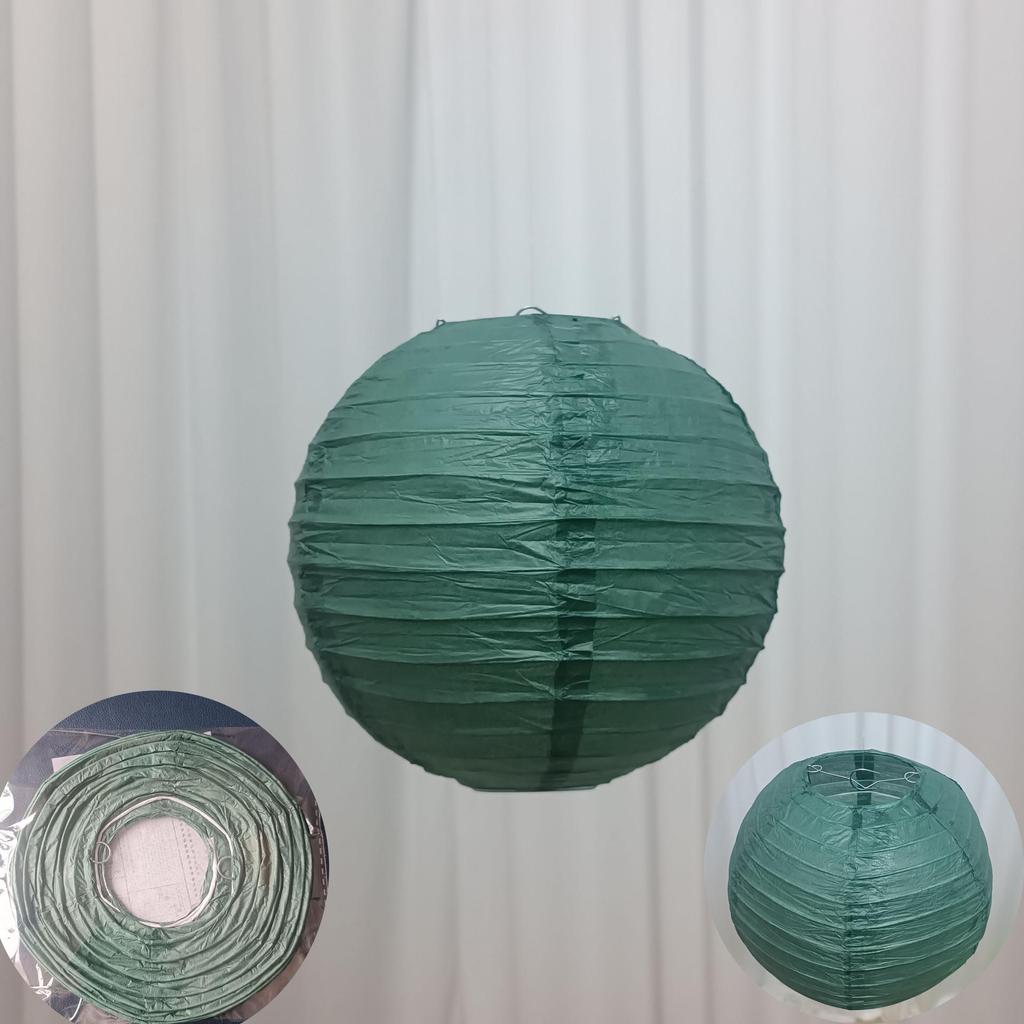 10-Inch Round White Paper Lantern, Red Mid-Autumn Festival & Wedding Decoration