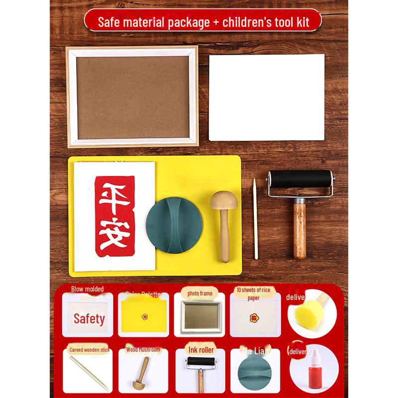 New Year Picture DIY Woodblock Printing Set: Non-Legacy Handmade Template Kit for New Year's Day Activities.