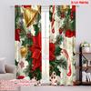 2pcs,2D Plane Printing Curtains Digital Printed Christmas Bells Poinsettia Holly (3) Versatile Durable Polyester (without Rod)