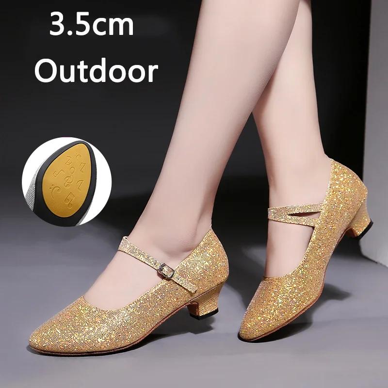 Tênis de Salão Sapatos de Dança Latina para Interior/Exterior Feminino Sola Macia Sapatos de Dança Dedos Fechados para Dança Moderna Jazz Tango