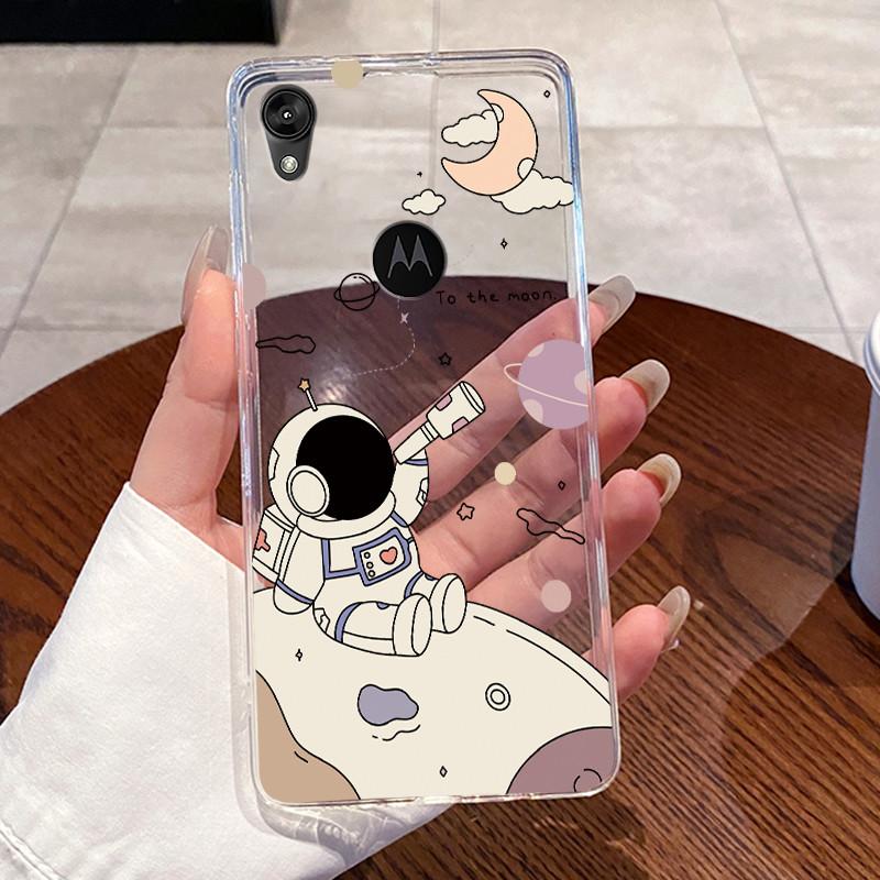 Jelly Casing For Motorola Moto E6 Fundas MOTOE6 Capa Clear Silicone Soft TPU Back Cover Cute Cat Rabbit Heart Protective Case