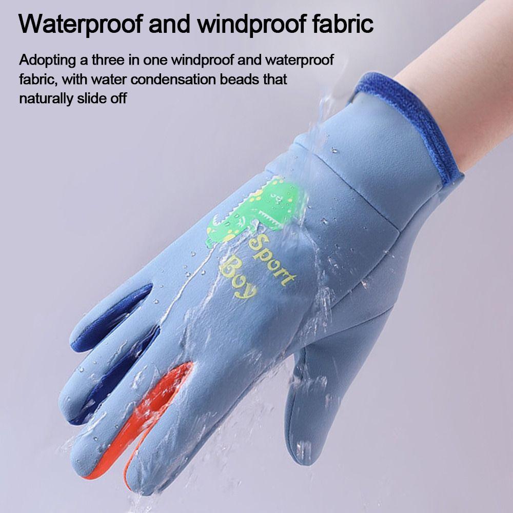 Rüzgar Geçirmez Çocuk Kayak Eldivenleri Karikatürlü Snowboard Eldivenleri Yeni Tam Parmak Eldivenler Erkek Kız