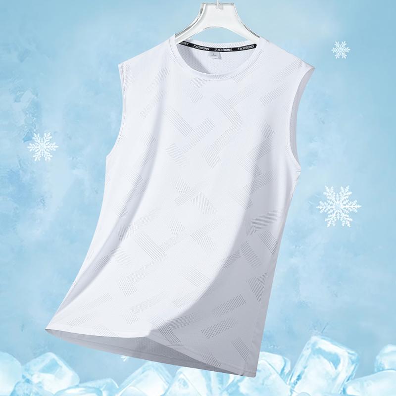 

Summer Loose Solid Color Short Sleeved T-shirt For Men, Ice Silk T-shirt XL білий