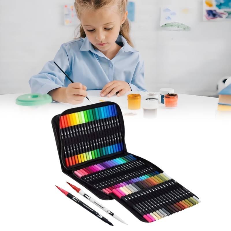 Premium 120 Color Dual Head Watercolor Brush Pens Washable Safe For Children Art Projects