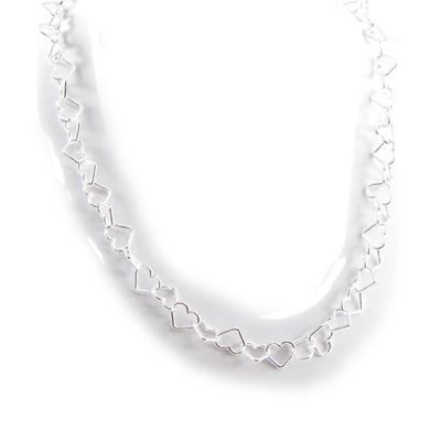 [D7296] - Silver Necklace 'Modern Hearts'