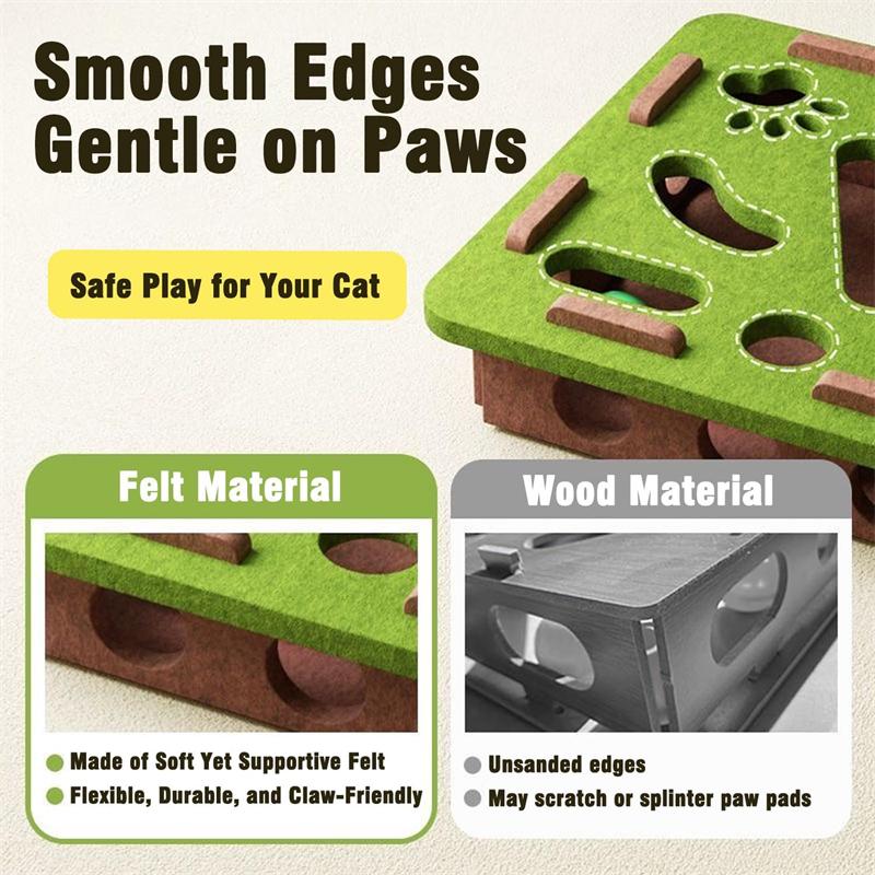 1 PCS Felt Cat Toy Maze Box Interactive Puzzle Game With 2 Balls For Indoor Cats Hunting Exercise Self Play Scratch Resistant