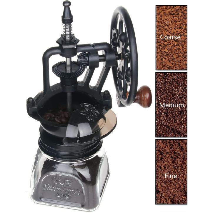 Manual Coffee Grinder, Mason Jar Lid Manual Coffee Grinder, Vintage Style Manual Coffee Bean Grinder, Fits Mason Jar Regular Mouth Size 70mm (Black)