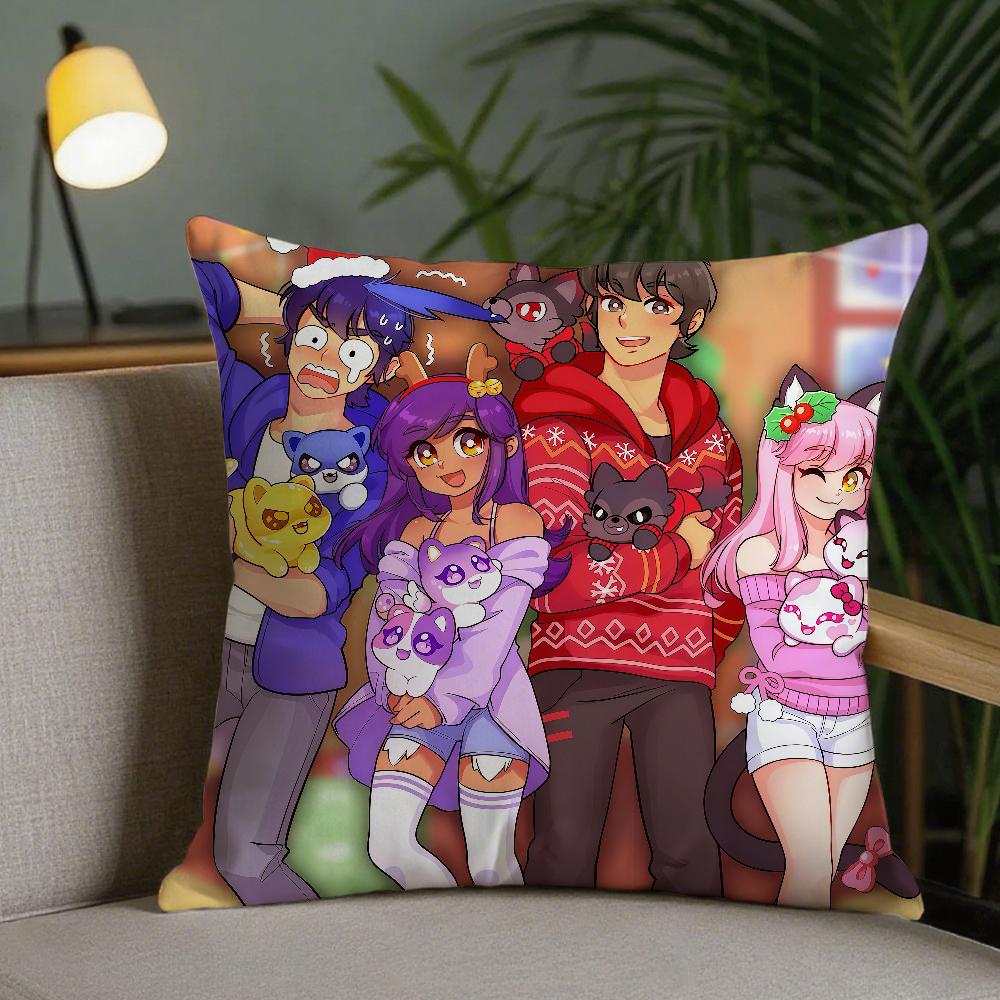 Anime Aphmau Pillow Case Square DoubleSided Printing Sofa Cushion Cover Pillowcase Bedroom Bedside