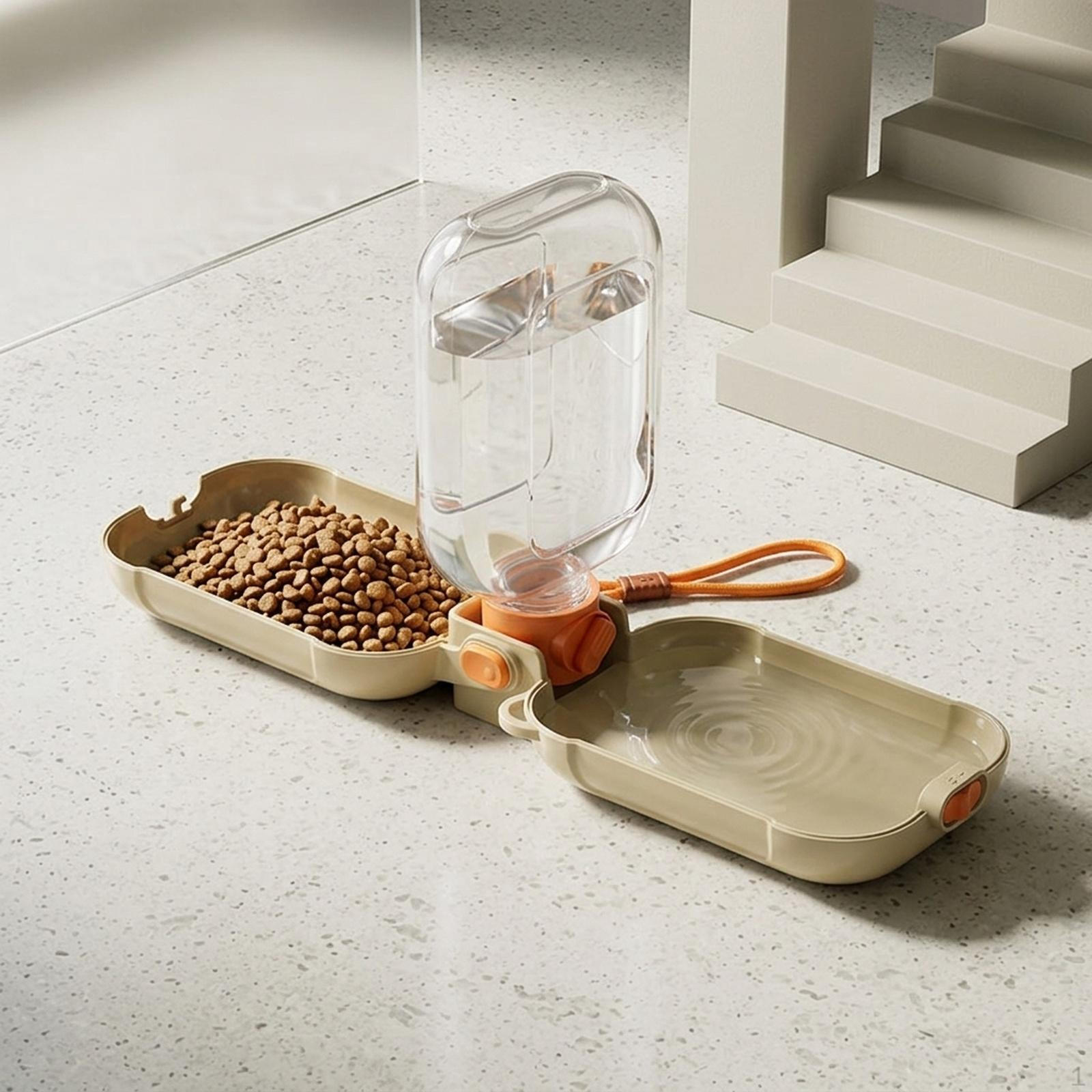 

Bottle for Cats, Leak Water Dispenser with Food Container, Portable Dog on The Go кавовий