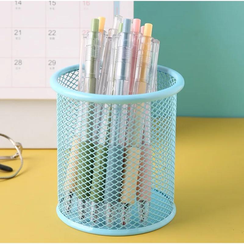 Stationery Pencil Bag Desktop Pencil Bag Creative Metal Mesh Hollow Design Student Color Pencil Large Capacity Pencil Bag