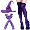 Halloween Witch Hat Cosplay Costume Black Folds Wizard Hat Striped Socks Long Gloves Set Headgear Decor Props For Adult New
