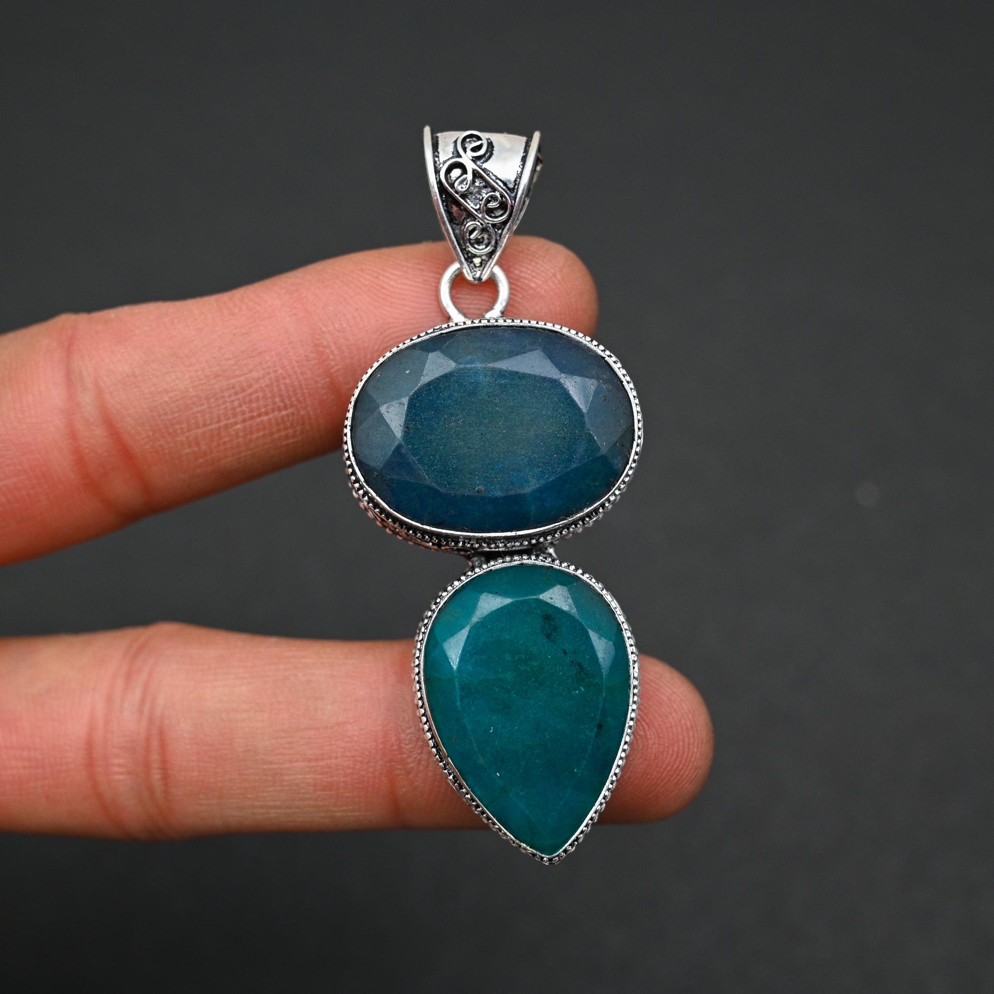 

Ювелирный подарок с кулоном из стерлингового серебра 925 пробы с синим сапфиром LK-70