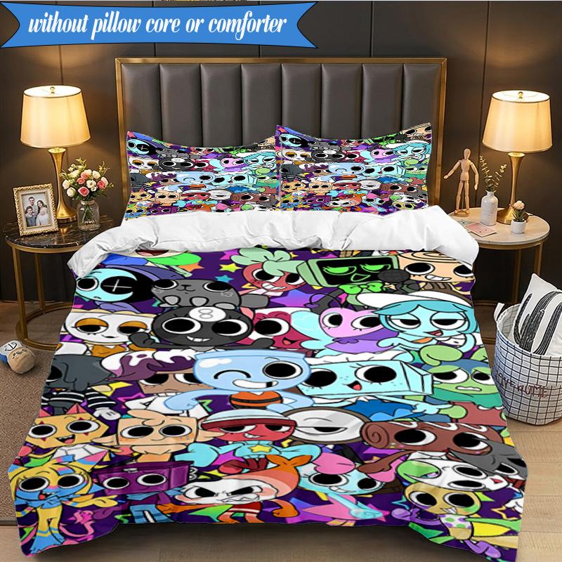 3PCS Cartoon Characters Dandy Collage Bedding Set,Including 1pc Duvet Cover And 2pcs Pillowcases Perfect for Bedroom, Dormitory, Fan Christmas gift
