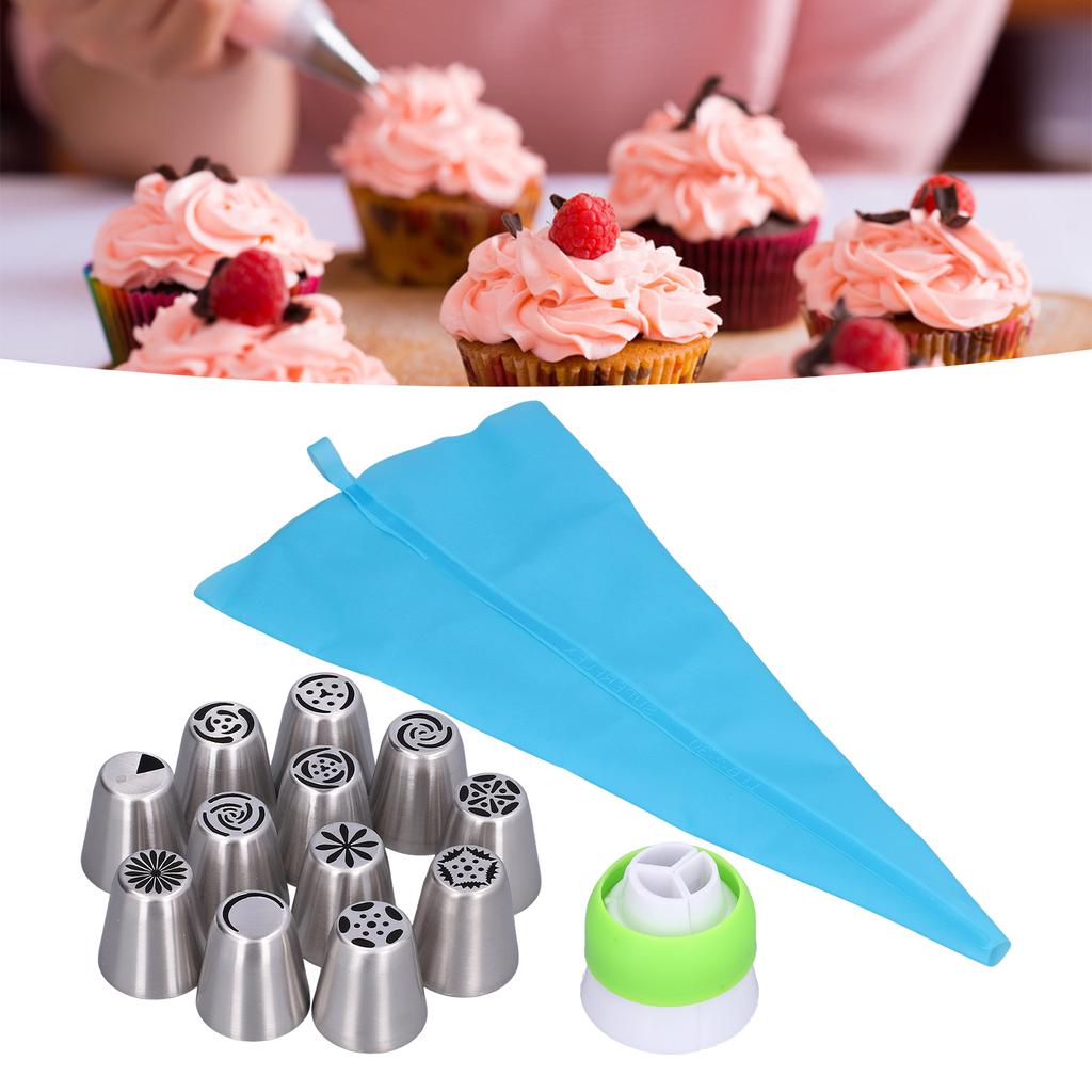 14Pcs Piping Tip Set Easy Cleaning Smoothing Surfaces Flower Frosting Tip for Decorating Cakes Cupcakes Fondant Muffins