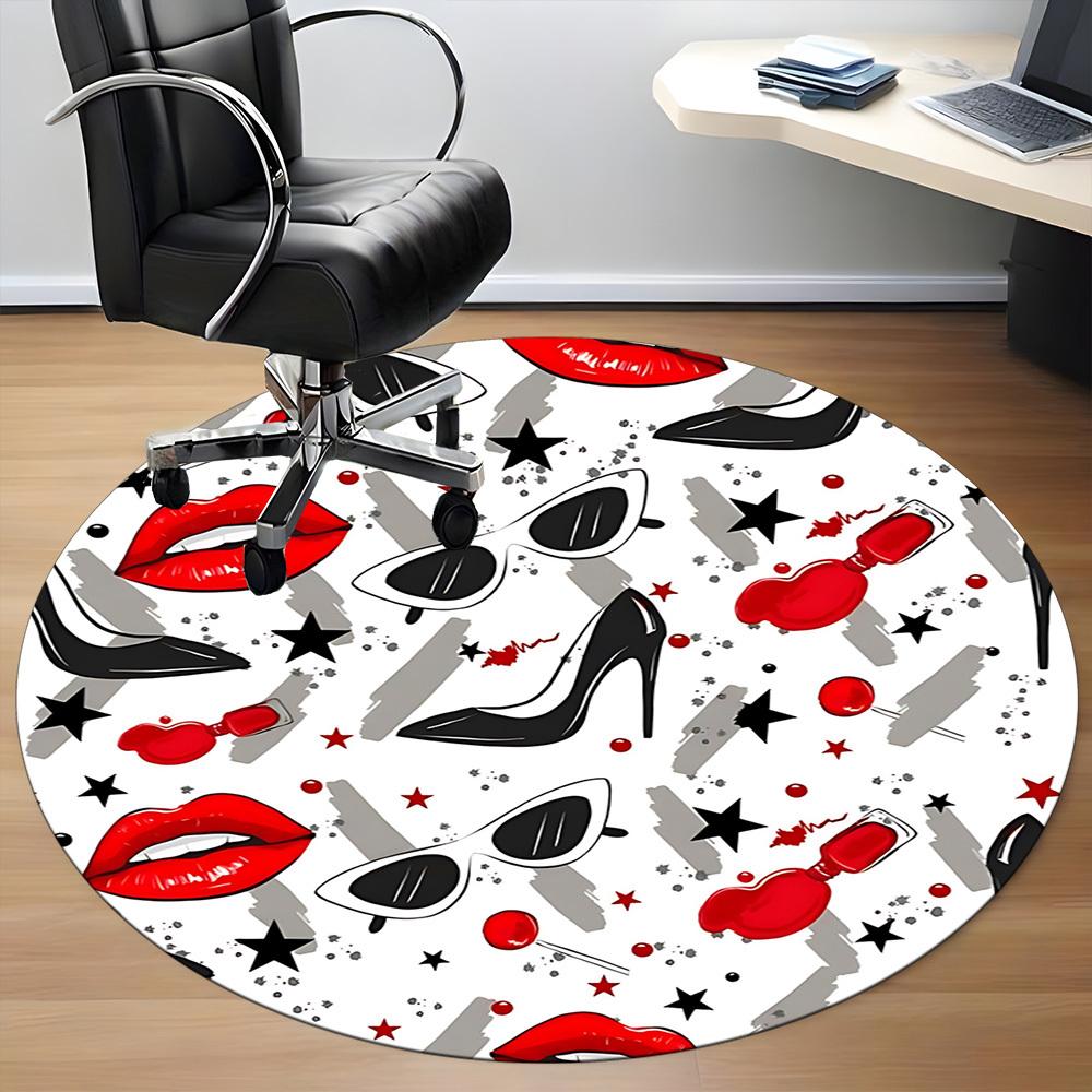 1pc Lipstick, High Heels Chair Carpet for Office, Non-slip, Soft and Durable Office Rug, Perfect for Office yy251227137