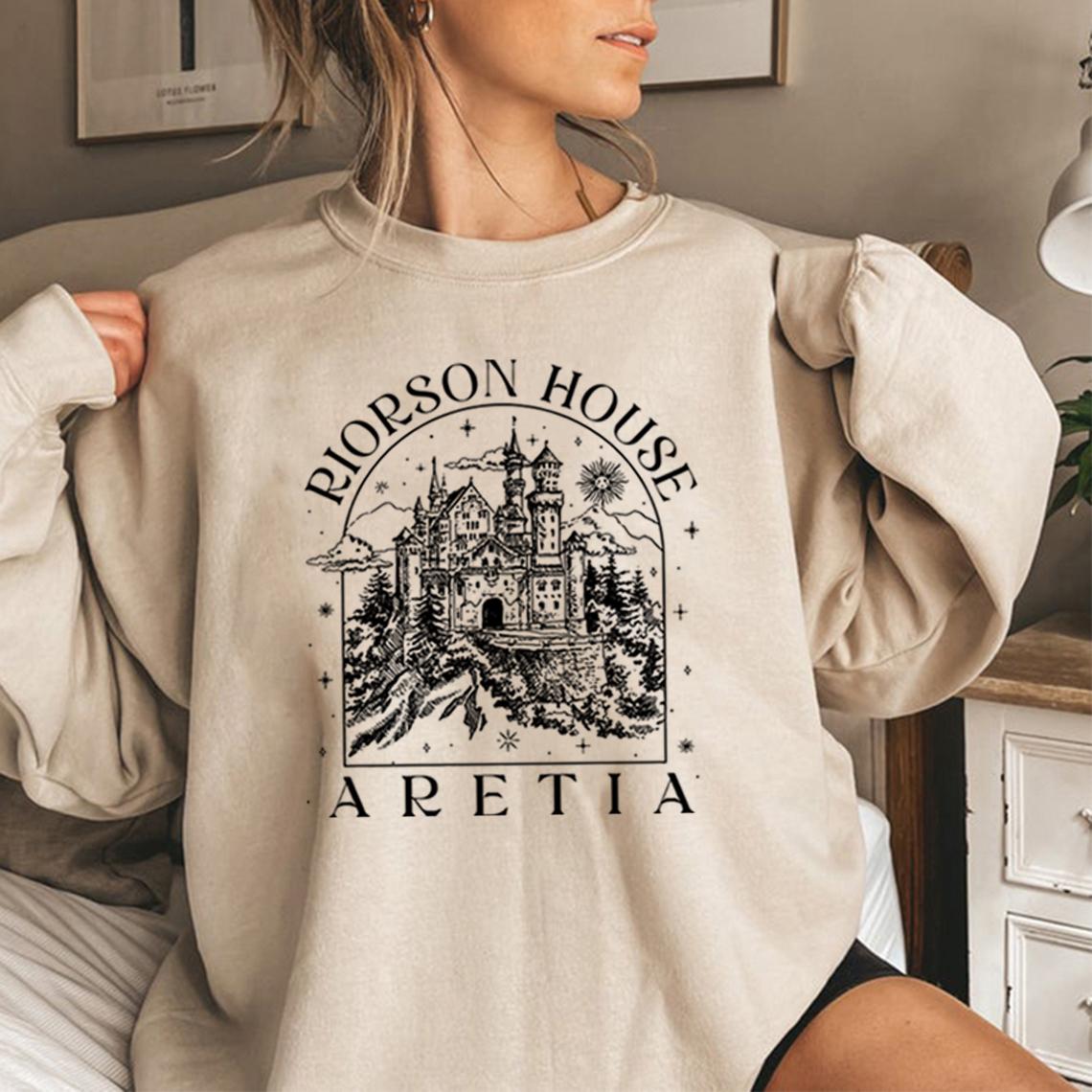 Xaden Riorson House Sweatshirt Aretia Iron Flame Hoodie Vintage Unisex Long Sleeve Sweatshirts Retro Casual Crewneck Pullovers S