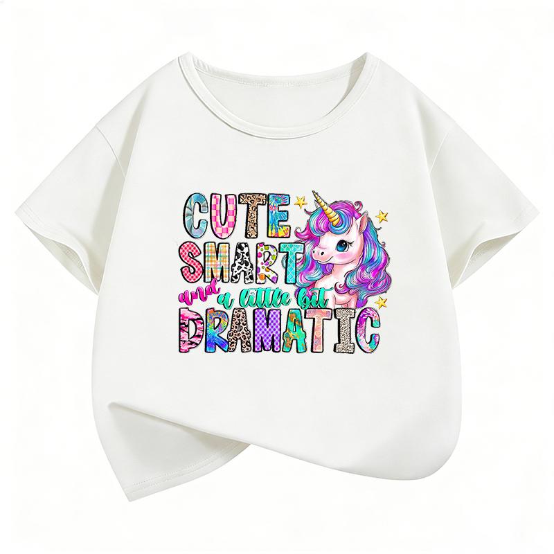 Kawaii Unicorn Shirt Design TShirt Printed T Shirt Girls Summer Clothes Short Sleeve Tops TShirts Cute Kids Clothing