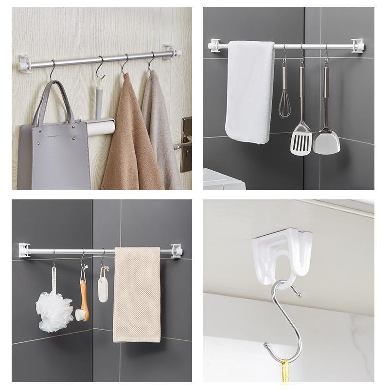 Rotatable Adhesive Towel Bar & Circular Curtain Rod Holder