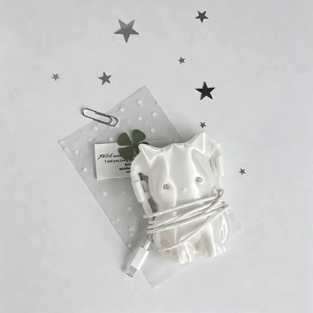 Mini Cat‑Shaped Cable Storage Pendant, 1D Printed Japanese‑Style Earphone Cord Organizer Daily Wire Accessory