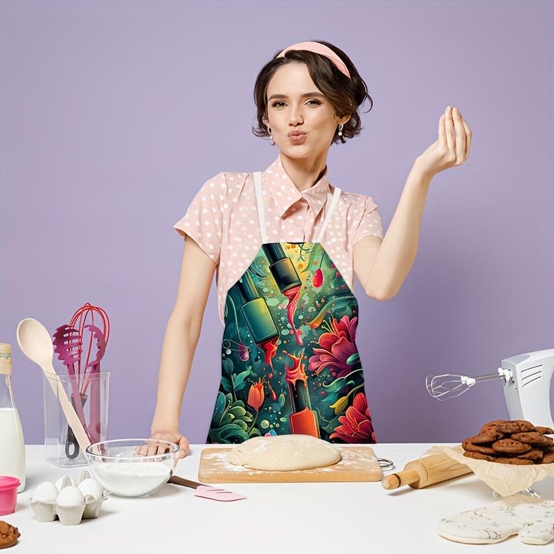 1pc Colorful Paint Splash Apron Artistic Design Kitchen Cooking Bib for Artists