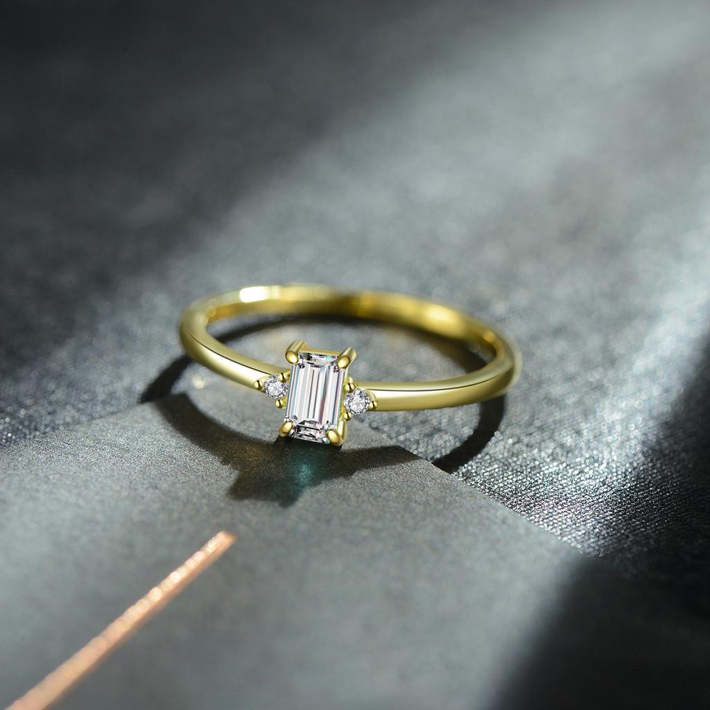 Modian Authentic 925 Silver Classic Charm Emerald Cut Zirconia Finger Rings For Women Hypoallergenic Wedding Jewelry