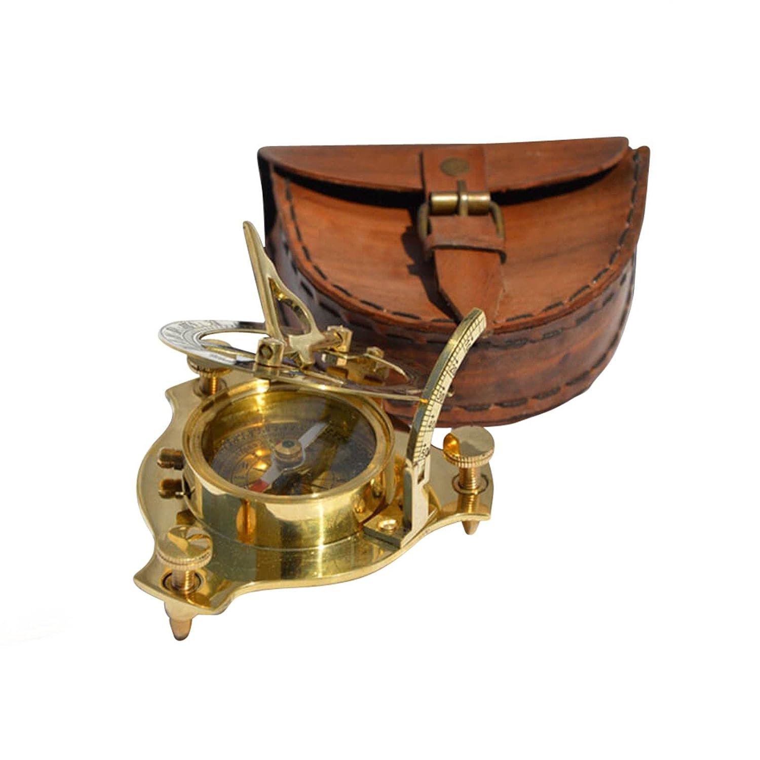 TARANO Survey Antique Brass Sundial Compass for Hiking, Camping, Nautical Use