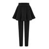 Women Winter Culottes Pants Solid Color High Waist Pleated Skirt Pants Fake Two Piece Leggings-Skirt Combo
