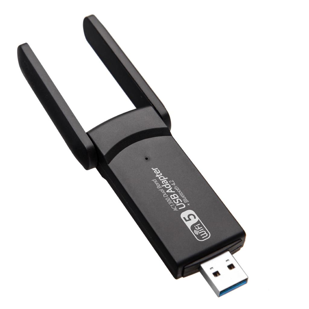 Dual-Band USB 3.0 Wireless Network Card with Bluetooth 4.2, 1300M Gigabit WiFi Receiver & Transmitter