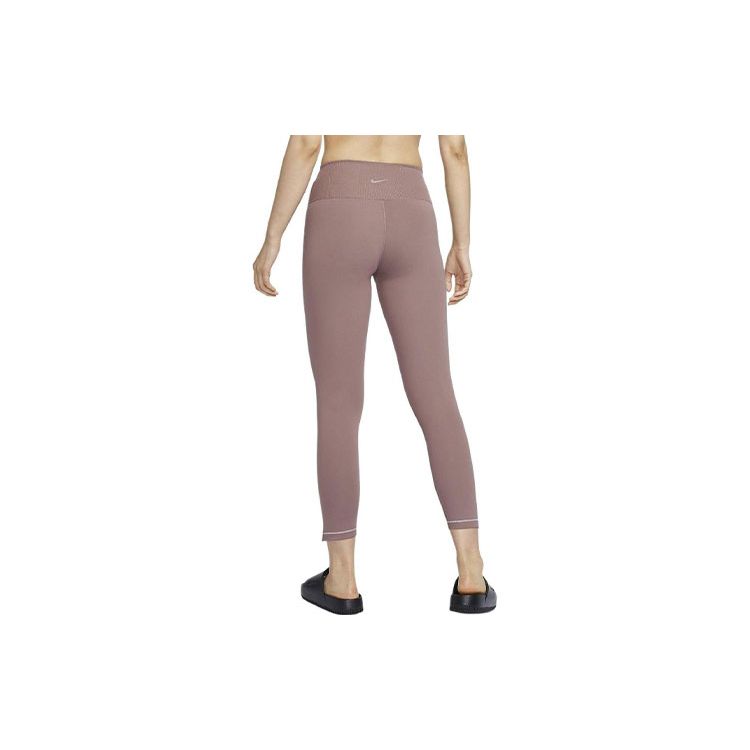 Nike One Rib Solid Color Simple Quick-Dry High-Waisted Nine-Point Tight Sports Leggings Women leggings Smoke-Gray Purple Red FN4972-208