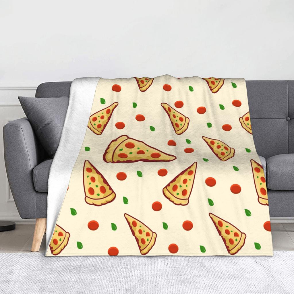 Pepperoni Pizza Pattern Flannel Blanket Tortilla Food Awesome Throw Blankets for Home 125*100cm Bedspread